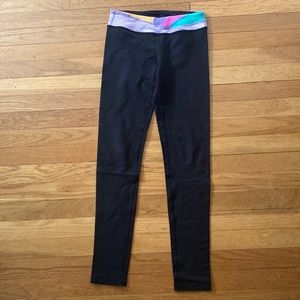 Ivivva by Lululemon Black Leggings Colorful Waistband SIZE 14